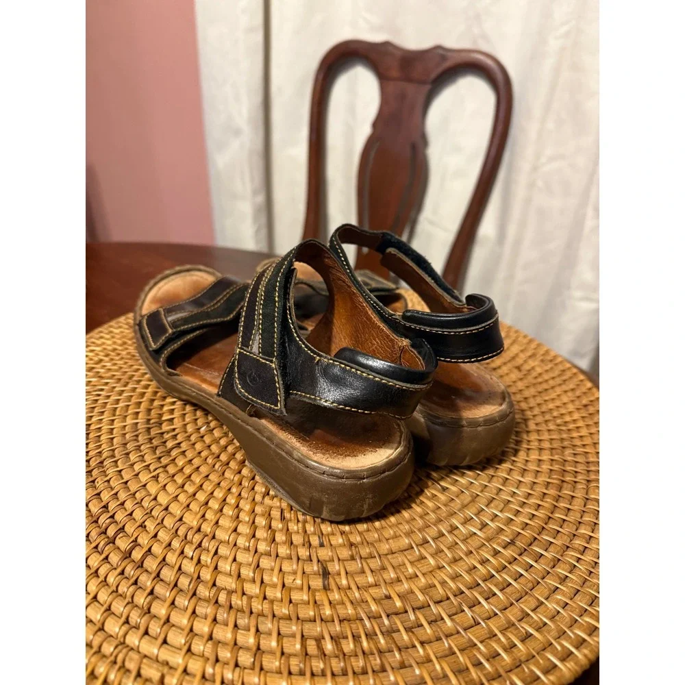 Josef Seibel Womens Black Leather Comfort Walking Sandals Adjustable Straps 39